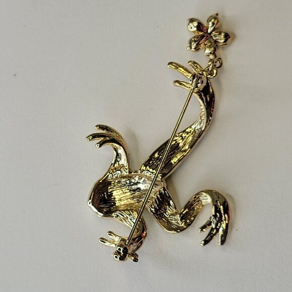 Leaping Enamelled Frog Brooch Pin - Picture 4 of 9